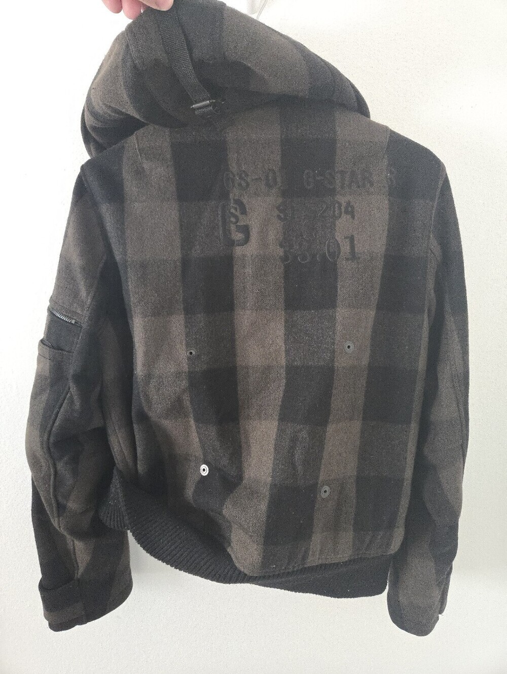 G Star RAW Buffalo Plaid Utility Bomber Jacket Mens Medium Wool blend - Picture 2 of 9
